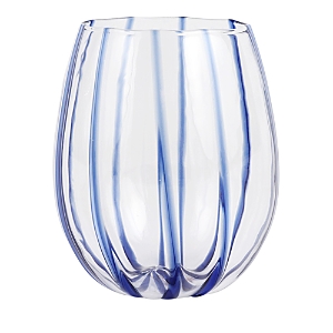 Shop Vietri Nuovo Stripe Stemless Wine Glass In Blue