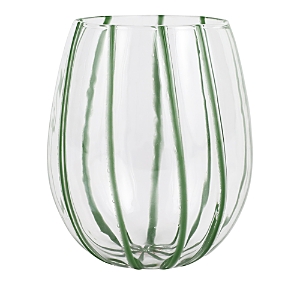 Shop Vietri Nuovo Stripe Stemless Wine Glass In Green