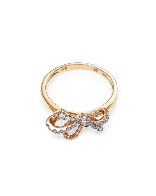 Diamond Bow Ring in 14K Yellow Gold, 0.25 tcw