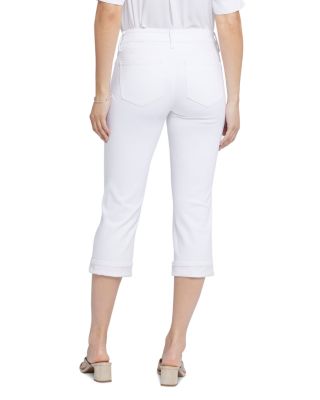 Marilyn Cuffed Cropped Straight Jeans in Black & Optic White