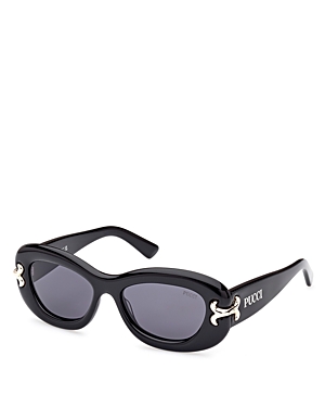 Shop Pucci Geometric Sunglasses, 52mm In Black/gray Solid