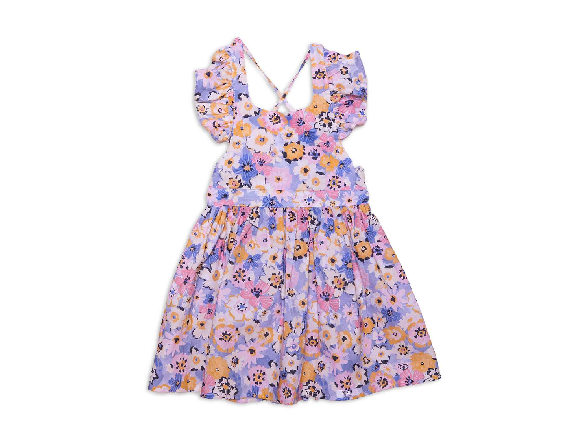 Girls' Flowers Ruffle Sleeve Dress - Little Kid, Big Kid