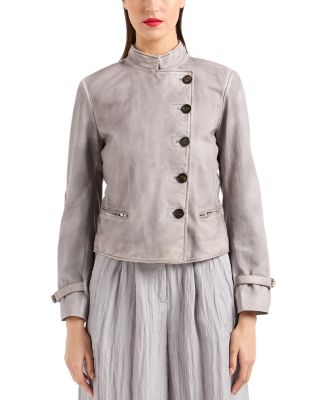 Emporio Armani - Leather Asymmetrical Button Jacket