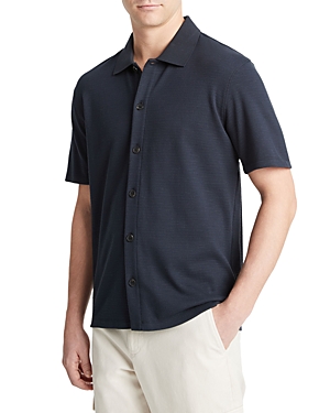 Shop Vince Variegated Jacquard Short Sleeve Shirt In Coastal