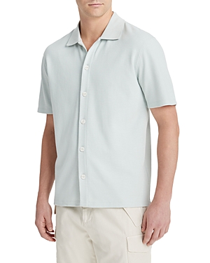 Shop Vince Variegated Jacquard Short Sleeve Shirt In Hillside Blue