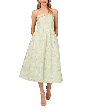 Aidan Mattox Strapless Embroidered Gown In Mint