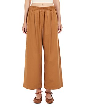 ELAN Tan Casual Rollover Waistband Pants with Drawstring Tie