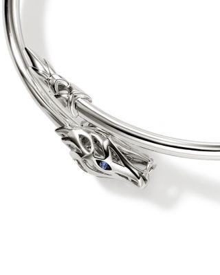 Sterling Silver Naga Blue Sapphire Dragon Cuff Bracelet
