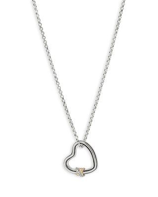 John Hardy Sterling Silver & 14K Yellow Gold Bamboo Heart Pendant Necklace, 16-18