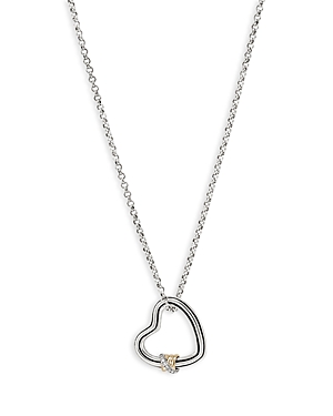 Sterling Silver & 14K Yellow Gold Bamboo Heart Pendant Necklace, 16-18