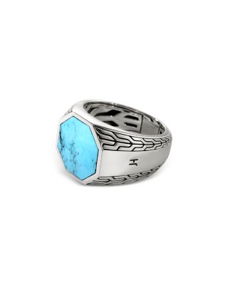 Men's Sterling Silver Turquoise Signet Ring
