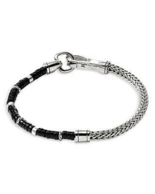 Sterling Silver Heishi Black Onyx Beaded Flex Bracelet