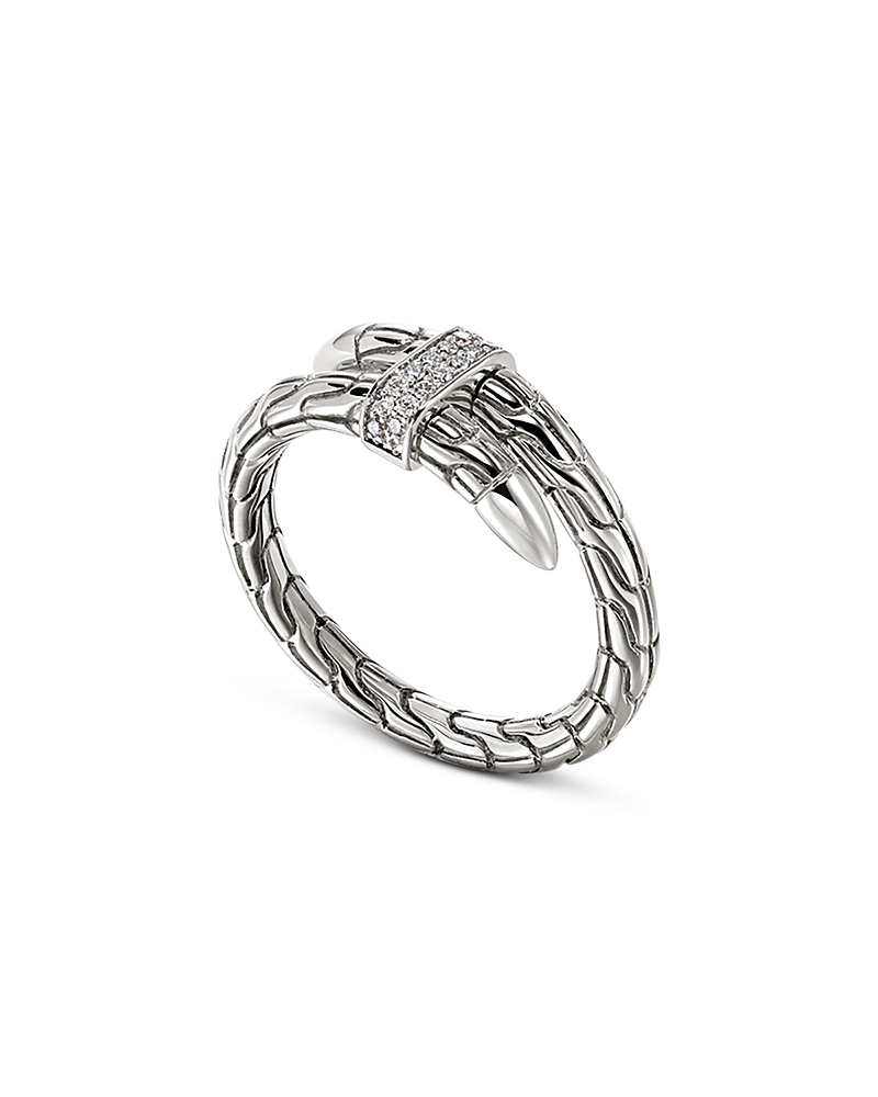 John Hardy Sterling Silver Spear Diamond Coil Ring
