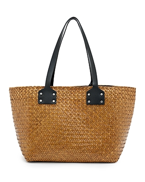 Shop Allsaints Mosley Straw Tote In Peat Brown