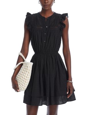 Aqua Crochet Trim Dot Cotton Dress - Exclusive