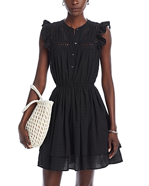 Aqua Crochet Trim Dot Cotton Dress - 100% Exclusive In Black