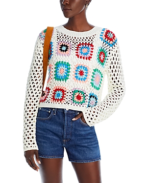 Aqua Crochet Granny Square Sweater - 100% Exclusive In Ivory