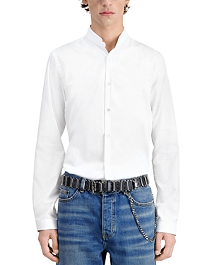 The Kooples Sky Blue Button Front Long Sleeve Shirt In White