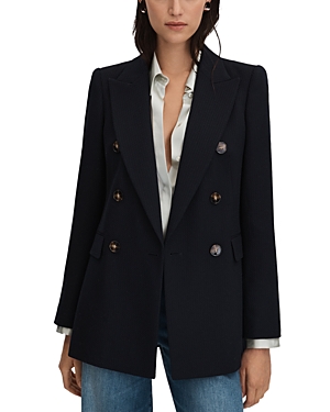 Shop Reiss Lana Double Breasted Blazer In Navy