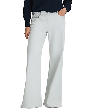 Reiss Maize Side Detail High Rise Flare Jeans In Light Blue In Light Blue