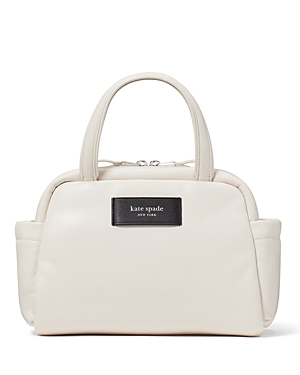 Shop Kate Spade New York Puffed Smooth Leather Satchel In Parchment