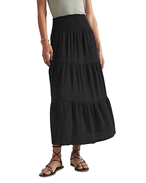 Shop Marine Layer Valeria Tiered Maxi Skirt In Black