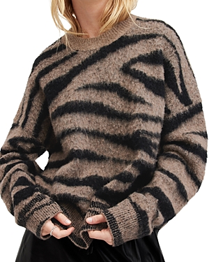 Shop Allsaints Tessa Jacquard Sweater In Brown/black