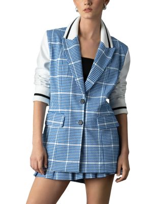 Blue Revival - Blue Revival Varsity Mixed Media Blazer