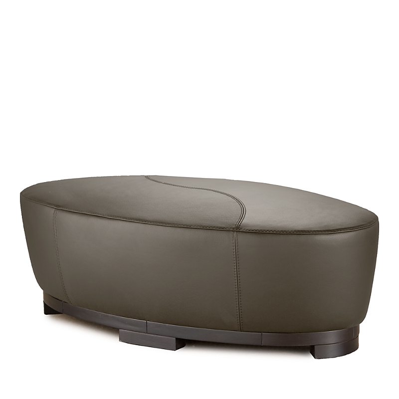 Giuseppe Nicoletti Hollister Oval Leather Ottoman In Bull Terra
