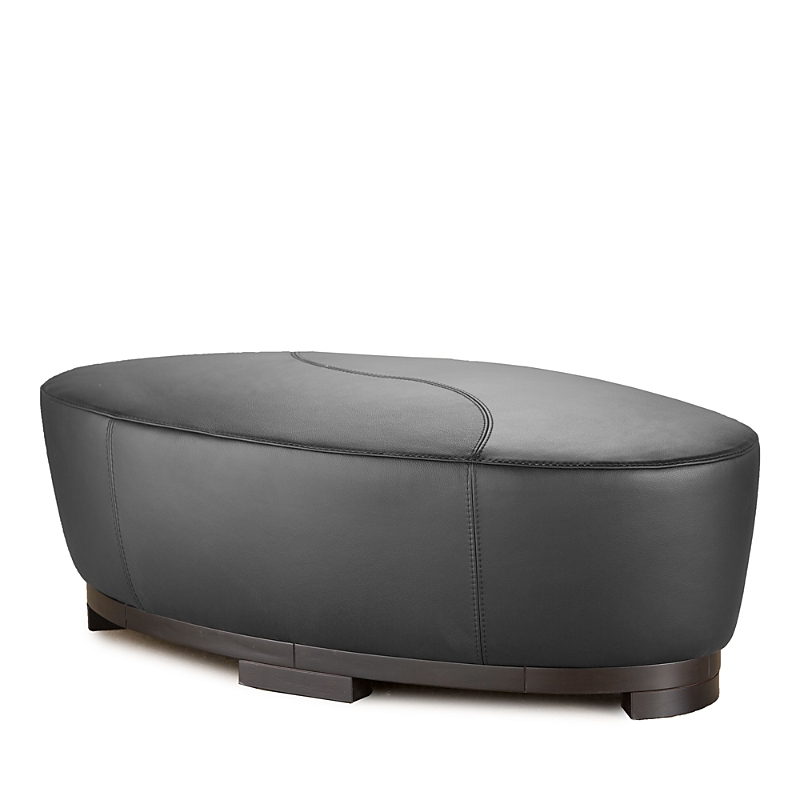 Giuseppe Nicoletti Hollister Oval Leather Ottoman In Bull Grigio