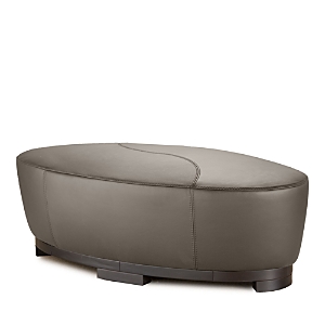 Shop Giuseppe Nicoletti Hollister Oval Leather Ottoman In Bull 358 Biscotto