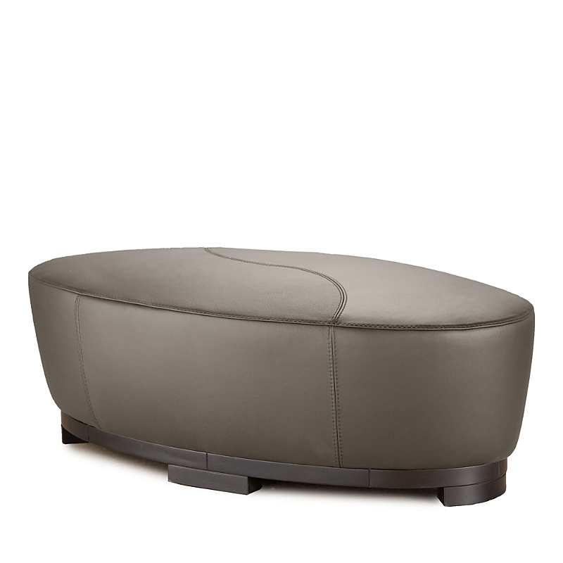 Giuseppe Nicoletti Hollister Oval Leather Ottoman In Bull Biscotto