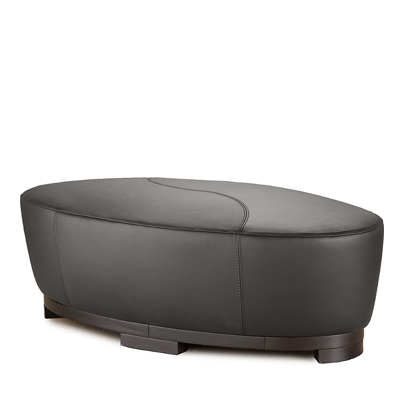 Giuseppe Nicoletti Hollister Oval Leather Ottoman In Bull Visone