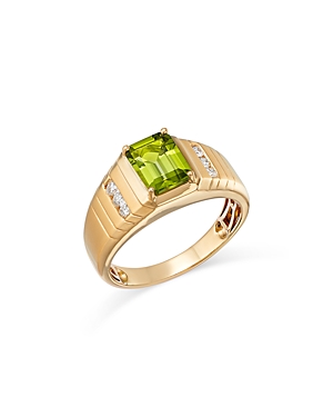 Shop Bloomingdale's Peridot & Diamond Ring In 14k Yellow Gold In Green/gold