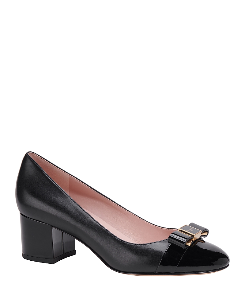 Kate Spade Women's Deco Bow Smooth Leather Ballet Pumps In Black