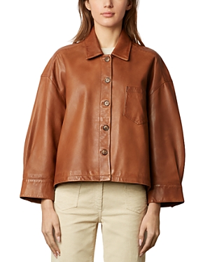 Gerard Darel Jocya Leather Jacket In Brown