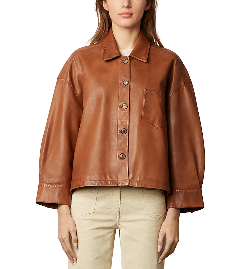 Gerard Darel Jocya Leather Jacket In Brown