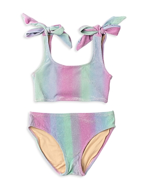 Shade Critters Girls' Shimmer Bunny Tie Two Piece Swimsuit - Little Kid, Big Kid In Ocean Ombre