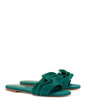 LARROUDE WOMEN'S IVY RUFFLE SLIDE SANDALS