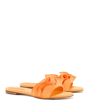 Larroude Women's Ivy Ruffle Slide Sandals In Mango