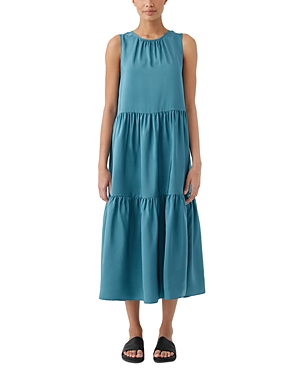 Eileen Fisher Tiered Silk Dress In River