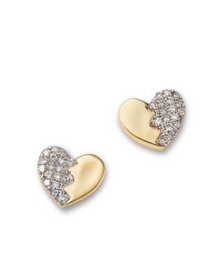 Bloomingdale's Fine Collection Diamond Heart Stud Earrings in 14K Yellow Gold, 0.15 ct. t. w.