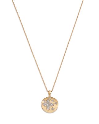 Bloomingdale's Fine Collection Diamond Clover Disc Pendant Necklace in 14K Yellow Gold, 0.30 ct. t. w.
