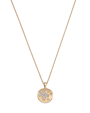 Bloomingdale's Diamond Flower Pave Disc Pendant Necklace in 14K Yellow Gold, 0.30 ct. t.w.