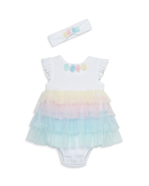 Little Me Girls' Rainbow Tiered Popover Dress with Headband - Baby