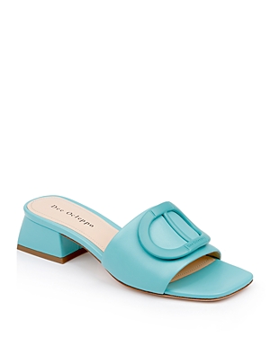 Dee Ocleppo Dizzy Leather Buckle Mule Sandals In Aqua Leather