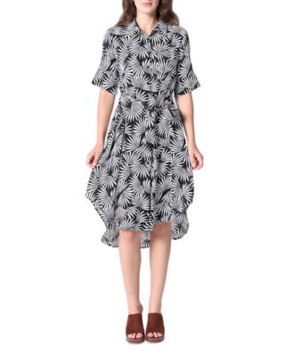 Gracia - Floral Print Belted Shirt Dress