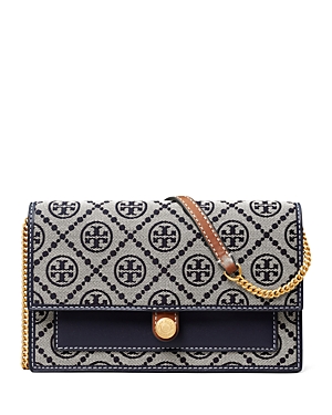 Shop Tory Burch T Monogram Chain Wallet In Tory Navy