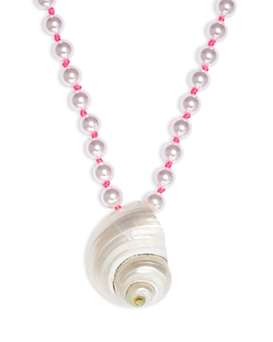 Shop Aqua Shell Imitation Pearl Beaded Pendant Necklace In 14k Gold Plated, 16-18 - 100% Exclusive In White/pink