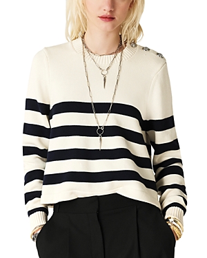 Shop Ba&sh Ba & Sh Milo Striped Cropped Sweater In Off White